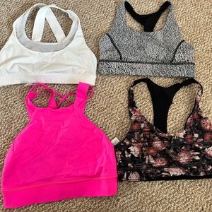 Four Lululemon Workout Bras - Size 6
